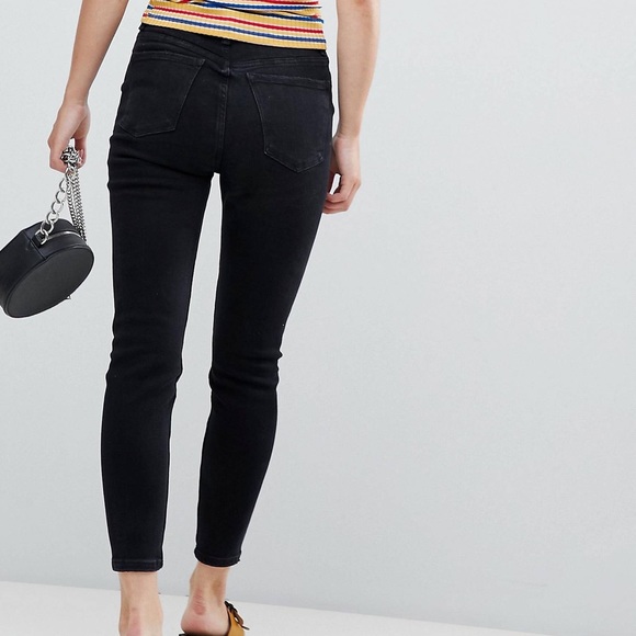 BERSHKA BUTTON FLY BLACK SKINNY JEAN - Picture 3 of 13